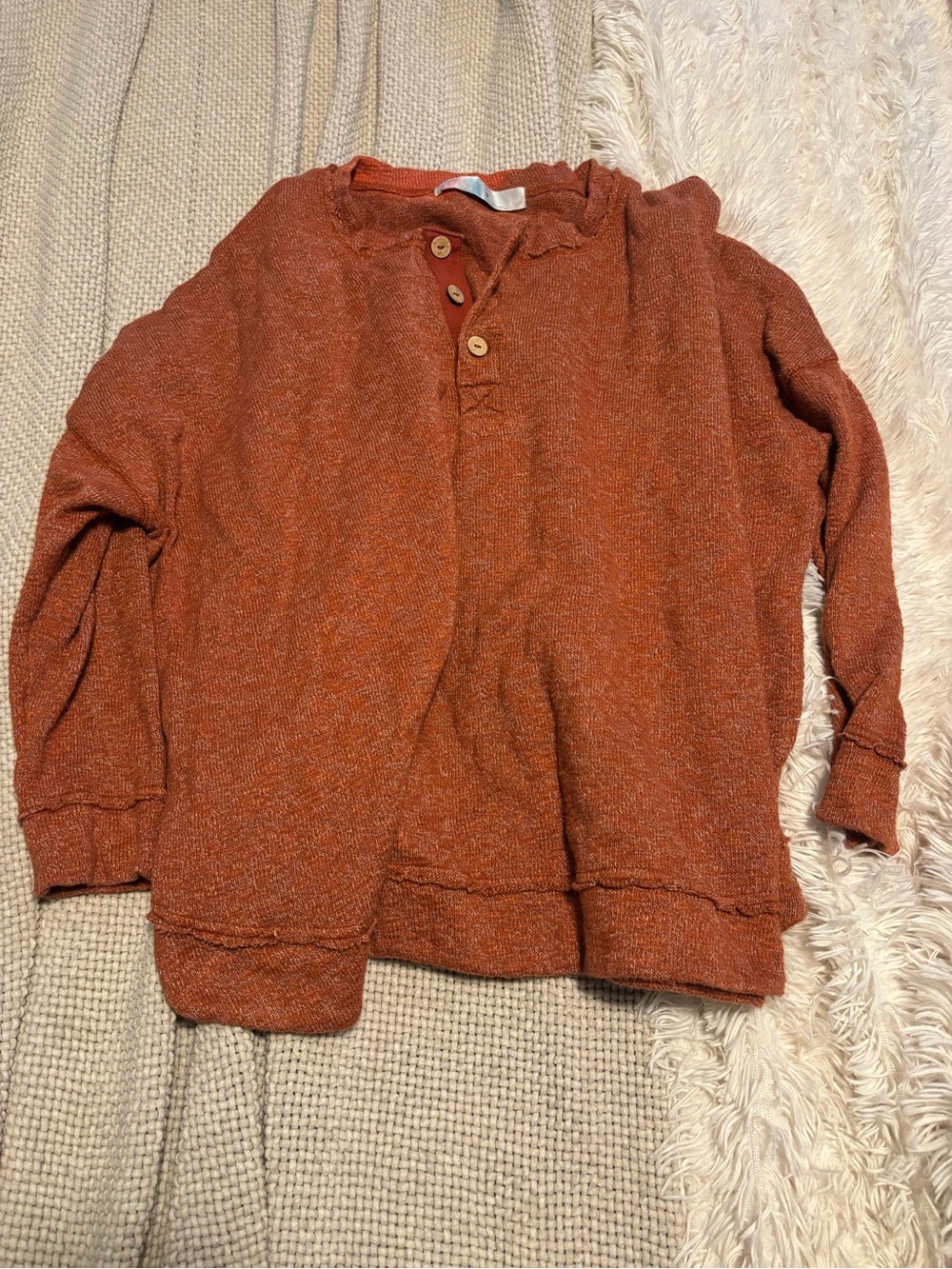 Free People Rust Orange Henley Sweater